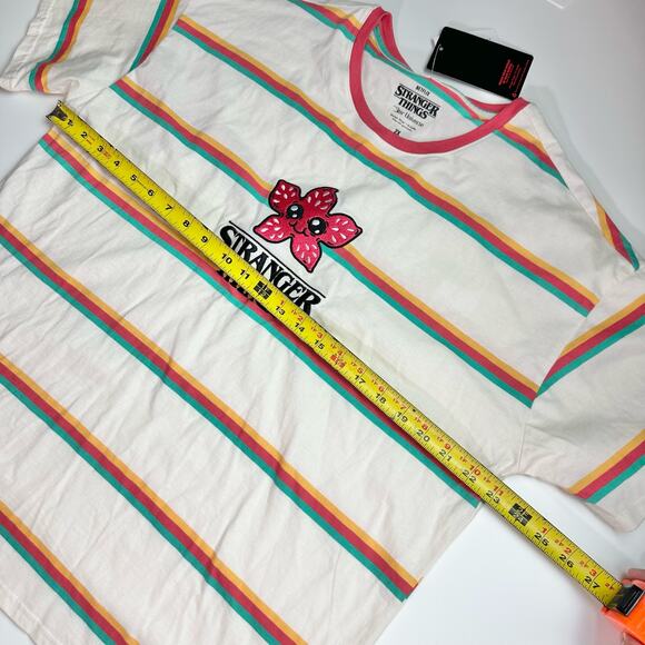 Our Universe NWT Stranger Things Women's 2X Chibi Demogorgon Striped T-Shirt - Picture 6 of 7